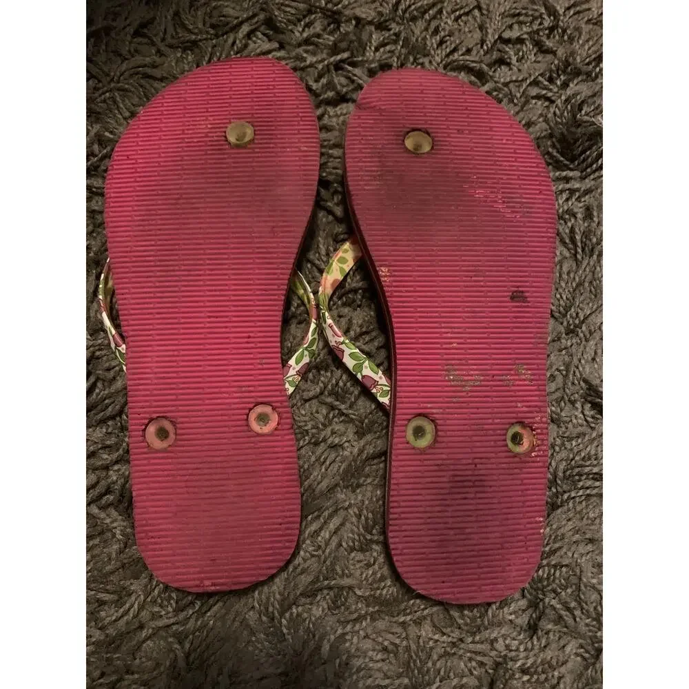 Women's Vera Bradley Flip Flops Pink Green Size Large